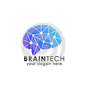 Brain connection logo vector icon. digital brain. brain hub logo