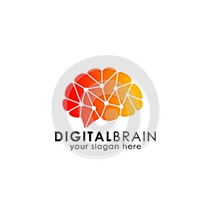 brain connection logo vector icon. digital brain. brain hub logo Design