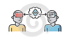 Brain Connection Thought Transfer, Digital Communication. vector design Generative AI