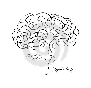 Brain. Continuous line drawing