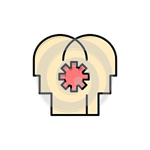 Brain, Control, Mind, Setting  Flat Color Icon. Vector icon banner Template