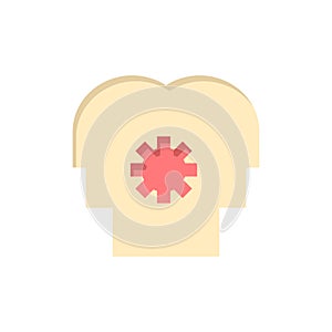 Brain, Control, Mind, Setting  Flat Color Icon. Vector icon banner Template