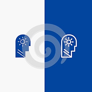 Brain, Control, Mind, Setting Line and Glyph Solid icon Blue banner Line and Glyph Solid icon Blue banner