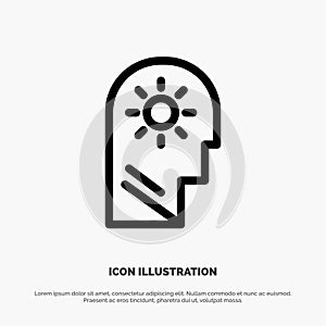 Brain, Control, Mind, Setting Line Icon Vector
