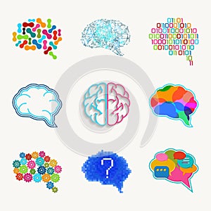 Brain, creation and idea vector icon set