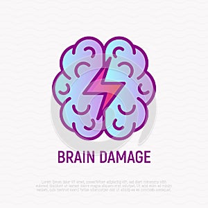 Brain damage thin line icon. Modern vector illustration of heart attack symptom