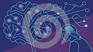 Brain and data flow, artificial intelligence and data processing vector design Generative AI