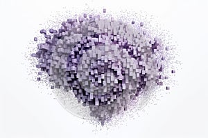 brain decays on pixels from alzheimer\'s disease, white background, purple tones, generative AI