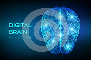 Brain. Digital brain. 3D Science and Technology concept. Neural network. IQ testing, artificial intelligence virtual