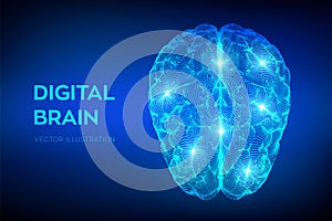 Brain. Digital brain. 3D Science and Technology concept. Neural network. IQ testing, artificial intelligence virtual emulation