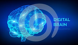 Brain. Digital brain. 3D Science and Technology concept. Neural network. IQ testing, artificial intelligence virtual emulation