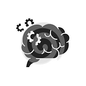 Brain disease dementia glyph black icon. Human organ concept. Decline in memory. Decrease in mental human abilities. Sign for web
