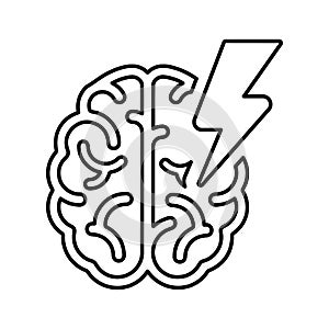 Brain, disease, epilepsia outline icon. Line art vector photo