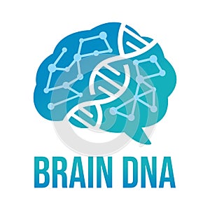 brain dna flat minimalist logo design