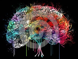 Brain Doodle Graffiti Sketch illustration Colorful Creative Logic Human Mind Painting Skull Mindset Drawing Abstract Thinking