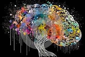 Brain Doodle Graffiti Sketch illustration Colorful Creative Logic Human Mind Painting Skull Mindset Drawing Abstract Thinking