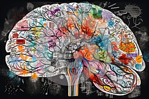 Brain Doodle Graffiti Sketch illustration Colorful Creative Logic Human Mind Painting Skull Mindset Drawing Abstract Thinking