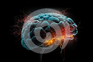 Brain with electric spark