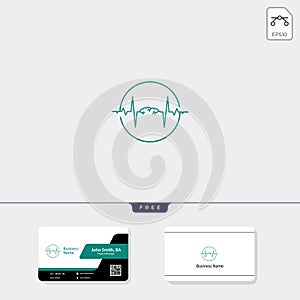 brain and electric wave concept logo template vector illustration, free business card design