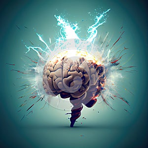 Brain exploding because of too many tasks creativity concept made with generative AI