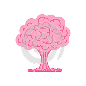 Brain explosion. Nuclear explosion of brains. Large pink atomic mushroom