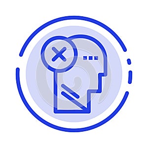 Brain, Failure, Head, Human, Mark, Mind, Thinking Blue Dotted Line Line Icon