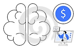Brain and Finance Concept with Data Analysis and Online Presentation Elements