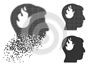 Fractured Pixel Halftone Brain Fire Icon