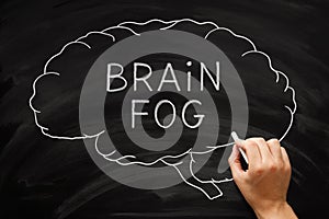 Brain Fog Concept Drawn On Blackboard