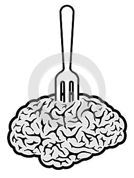 Brain food pierced on fork