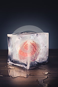 Brain freeze concept with dramatic lighting
