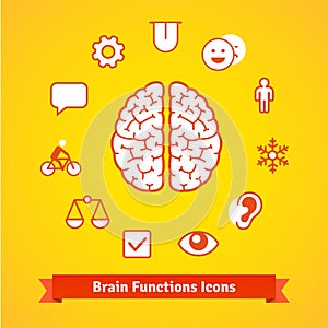 Brain function icons set