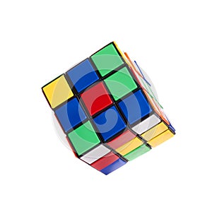 Brain game rubik cube isolated on white background