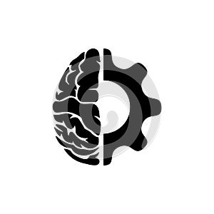 Brain and gear cog logo icon