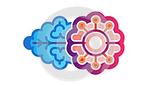 Brain with Gear Icon for Problem Solving, vector design Generative AI