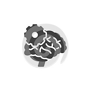 Brain with a gear inside vector icon
