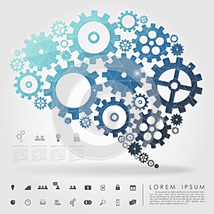 Brain gear polygon with business icon