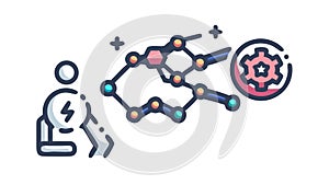 Brain with Gears, Cognitive Engineering, Thinking. vector design Generative AI