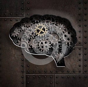 Brain gears and cogs concept 3d illustration