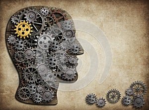 Brain gears and cogs, idea concept.