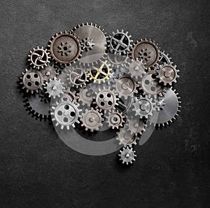 Brain gears and cogs model 3d illustration