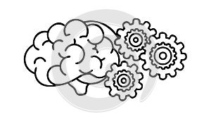 Brain with Gears Creative Thinking and Problem Solving, vector design Generative AI