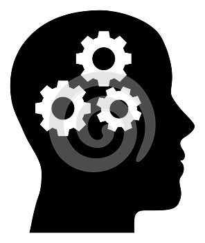 Brain Gears Flat Icon Illustration