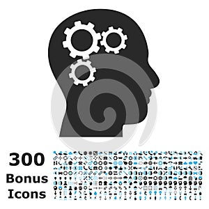 Brain Gears Flat Vector Icon with Bonus
