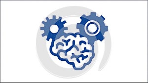 Brain and Gears Icon Creative Thinking, Logic, Intelligence, and Engineering Concepts