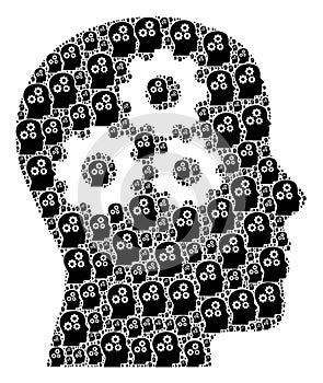 Brain Gears Icon Recursive Collage