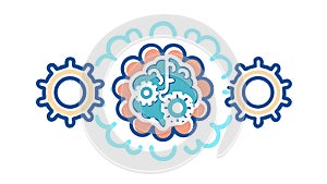 Brain and Gears Logic Thinking Icon, Intelligence Problem Solving, vector design Generative AI