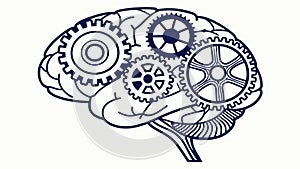 Brain with Gears, Symbol of Intelligence Thought Process, vector design Generative AI