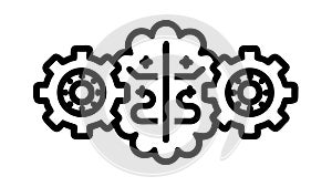 Brain and Gears: Symbolizing Intelligent Thinking & Logic, vector design Generative AI