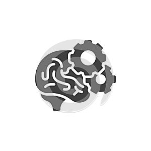 Brain and gears vector icon